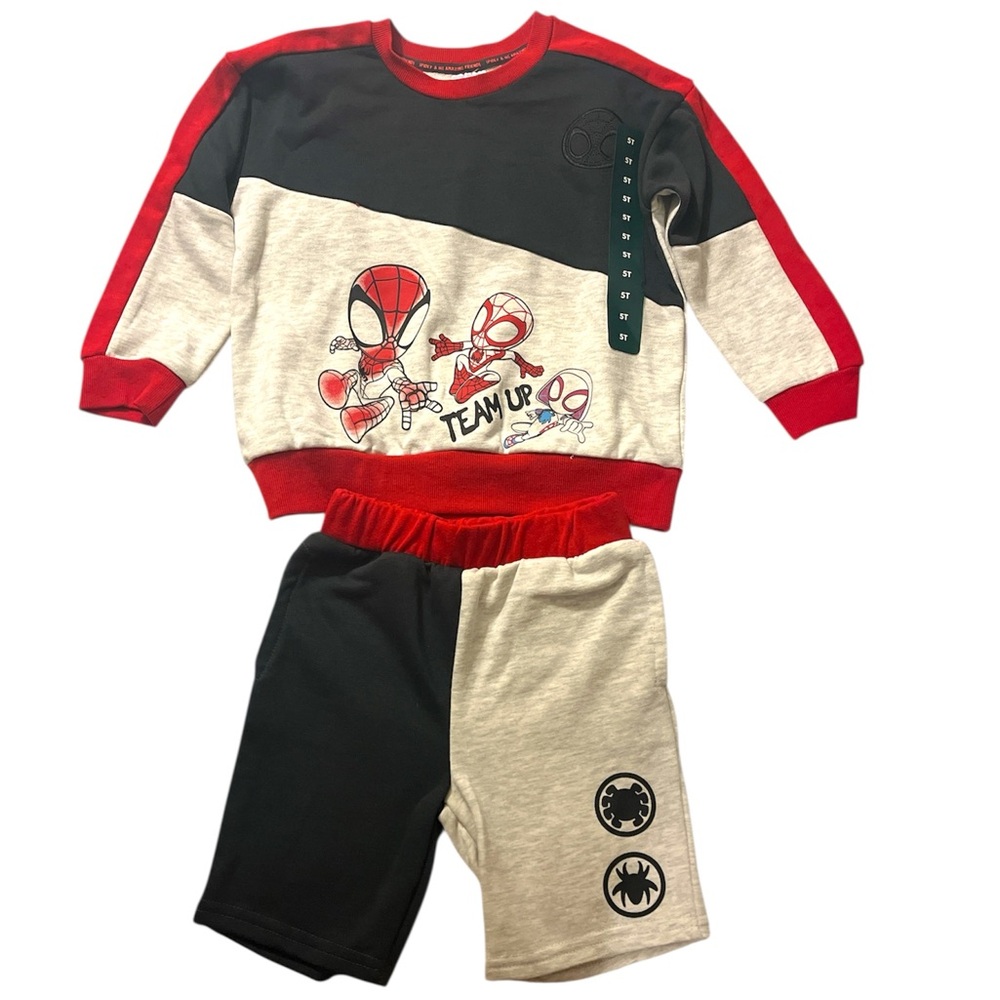 Marvel Red and Gray Matching Set with Cartoon Design